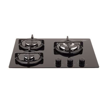 Estufa de Empotrar Haceb 3 Puestos Fogon Plata Triple Corona 60x43 cm Gas Natural Cristal Negra_1